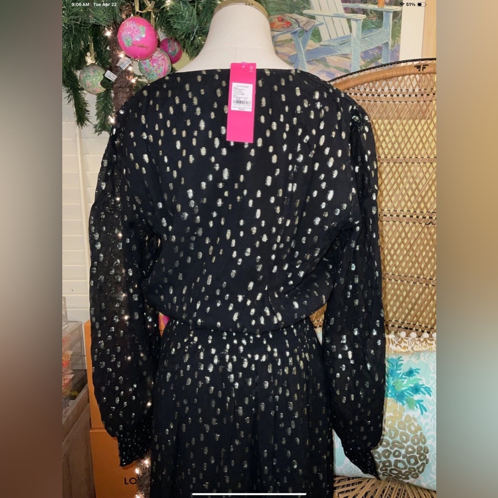 Lilly Pulitzer NWT Cristiana Midi Dress Onyx Metallic Clip $328 Size 6,8,12 - Picture 5 of 14